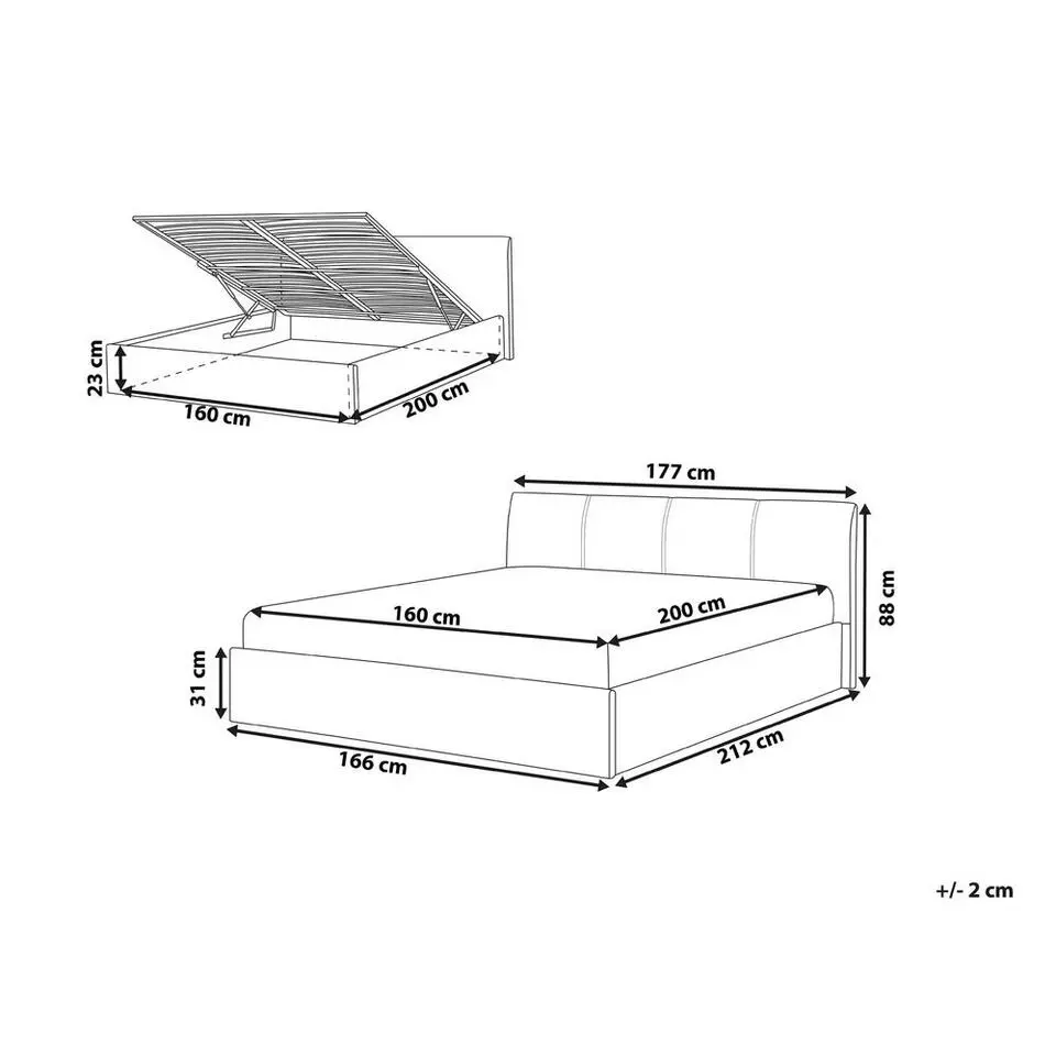 ORBEY - Tweepersoonsbed - Grijs - 160 x 200 cm - Polyester