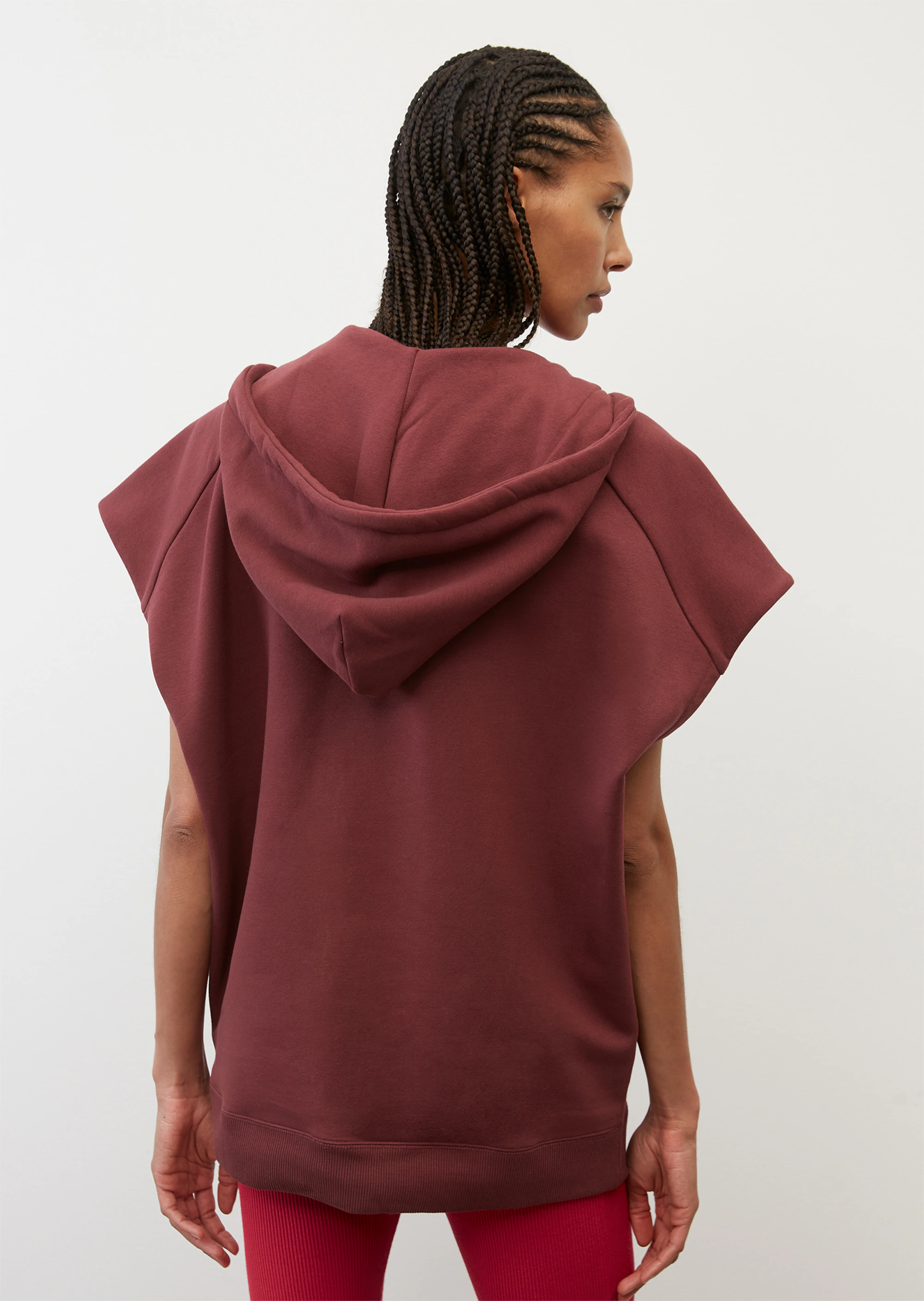 Ärmelloses Oversize-Sweat-Cape mit Zipperaus Organic Cotton-Mix