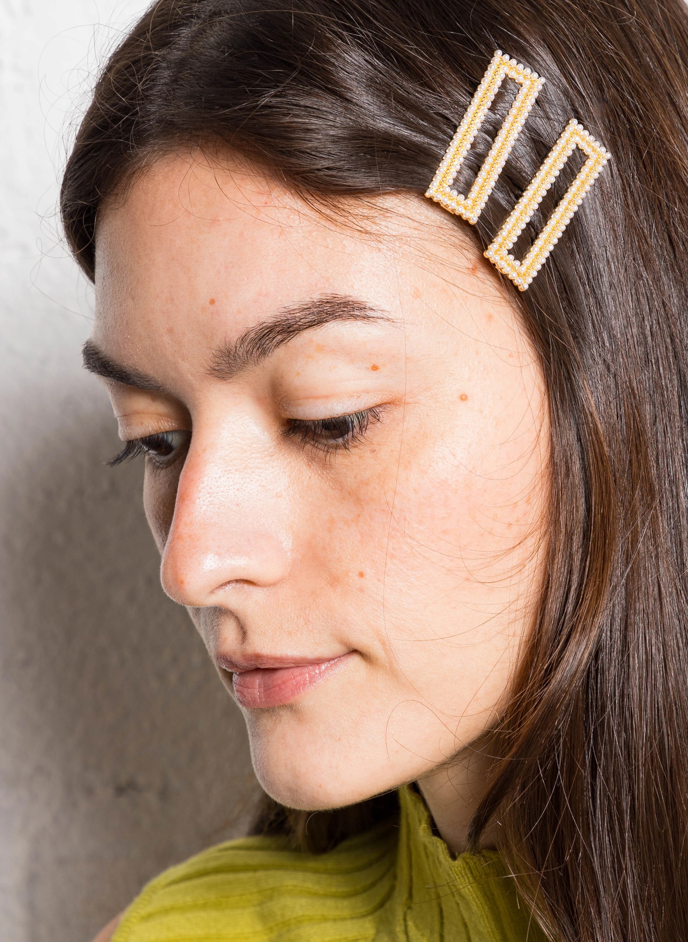 Barrette avec perles pour cheveux | Doré