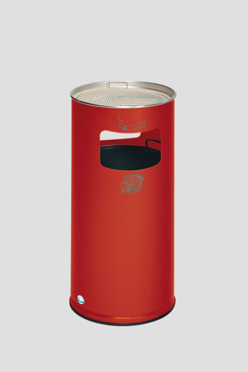 PROREGAL Klassieke Combinatie Asbak Rond HxBxD 70 x 32 x 32 cm Gegalvaniseerd Staal Rood