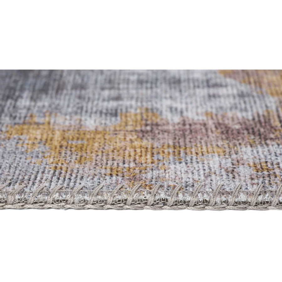 HOMCOM Teppich aus pflegeleichtem Kurzflor  mit Modernem Design 230 cm lang grau, gelb
