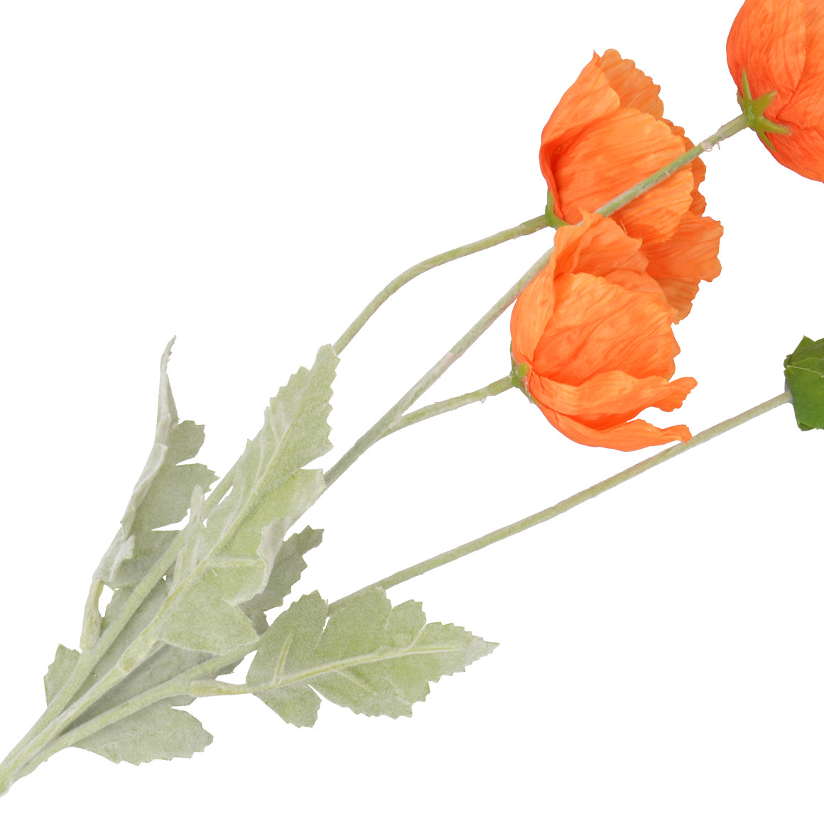 Kunstblume Mohn mit langem Stiel orangerot