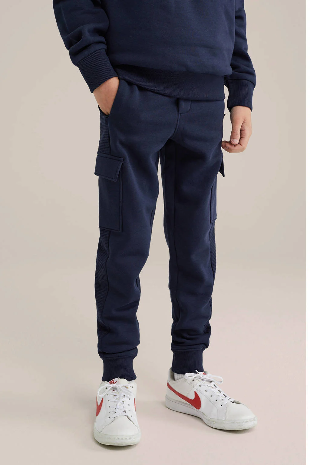 WE Fashion Blue Ridge slim casual broek marine
