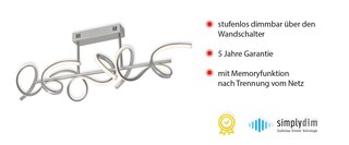 Deckenleuchte Curls 82x21x30 cm silber