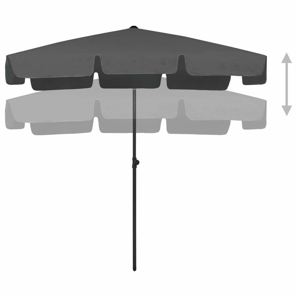 Parasol de plage 200 x 125 cm polyester anti-uv anthracite
