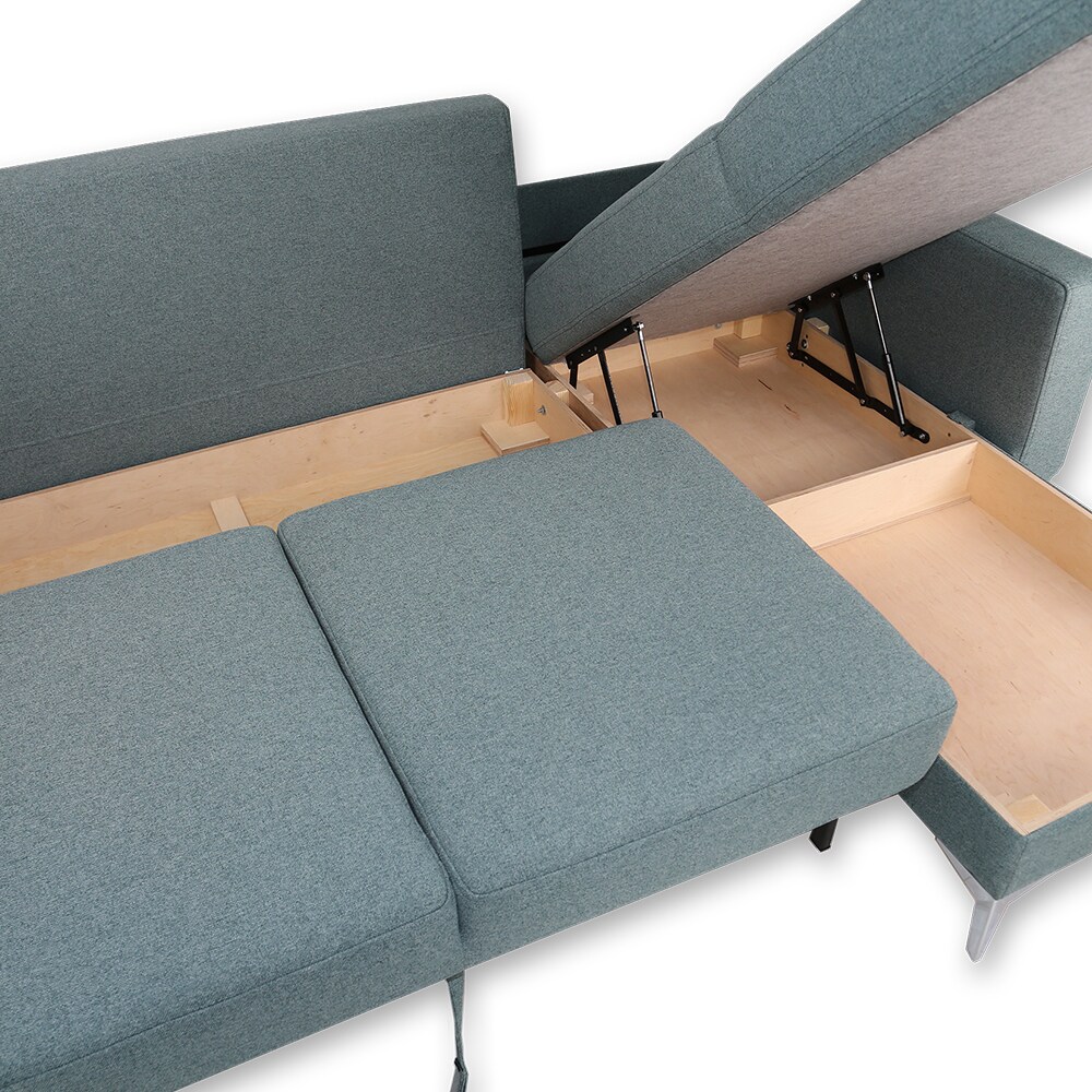 VitaliSpa Ecksofa Schlafsofa Boxspringsofa York Schlaffunktion Bettkasten blau