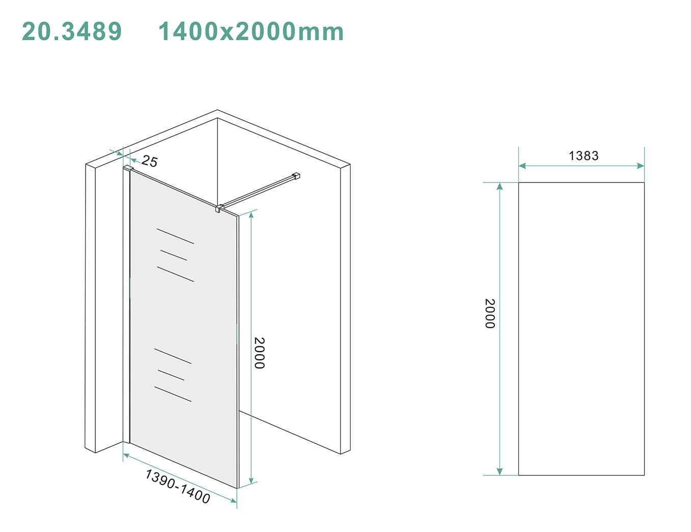 Mueller Slimline inloopdouche 140cm rookglas anti-kalk incl chroom profiel & stang