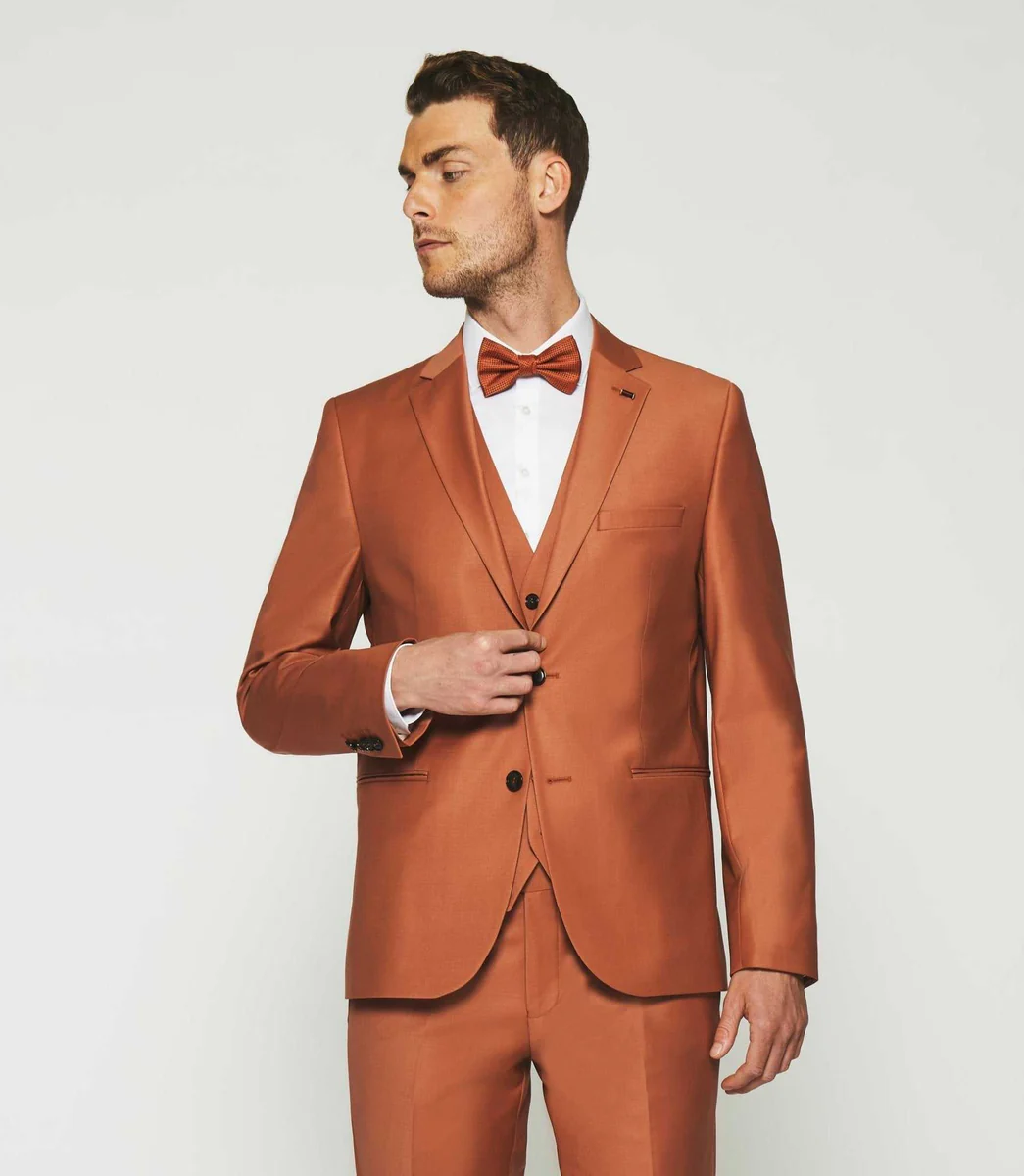 Costume 2 boutons en laine orange FAVORI