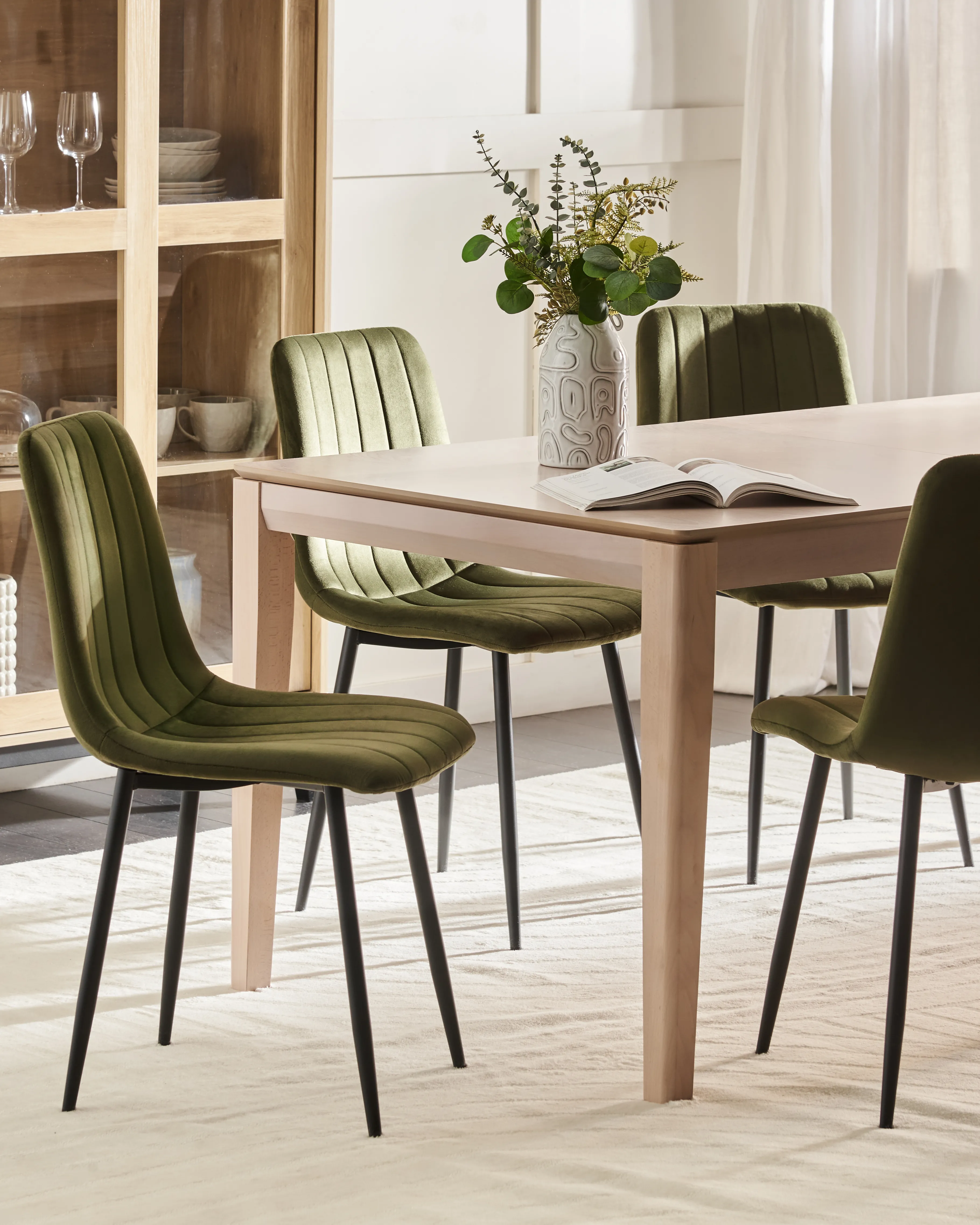 Set van 4 eetkamerstoelen KALISPELL Fluweel Olijfgroen