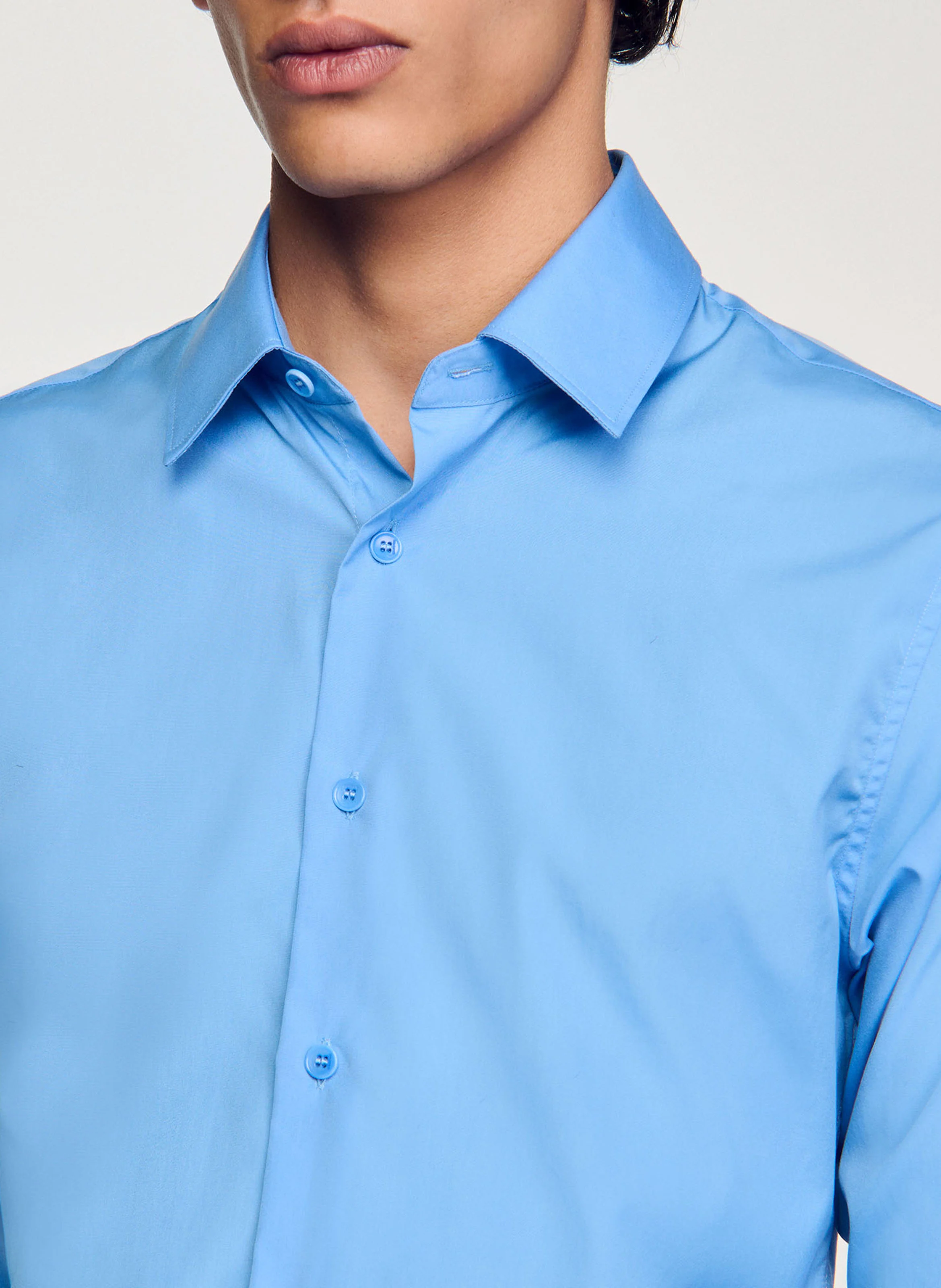 Chemise à manches longues en coton| Bleu