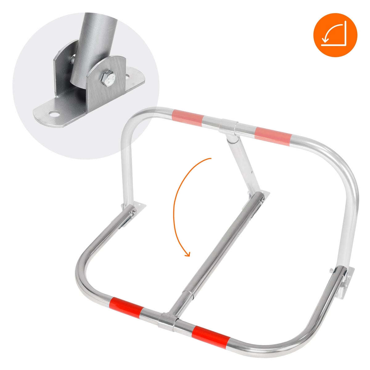 ECD Duitsland 2x Parkeerbarrière Parkeerpaal 84 x 48 cm, opvouwbaar, inklapbaar, gemaakt van gegalvaniseerde metalen buis 32 mm, parkeerbarrière met 3 poten en 2 rode waarschuwingsstrepen, afzetpaal parkeerblokkering parkeerbarrière
