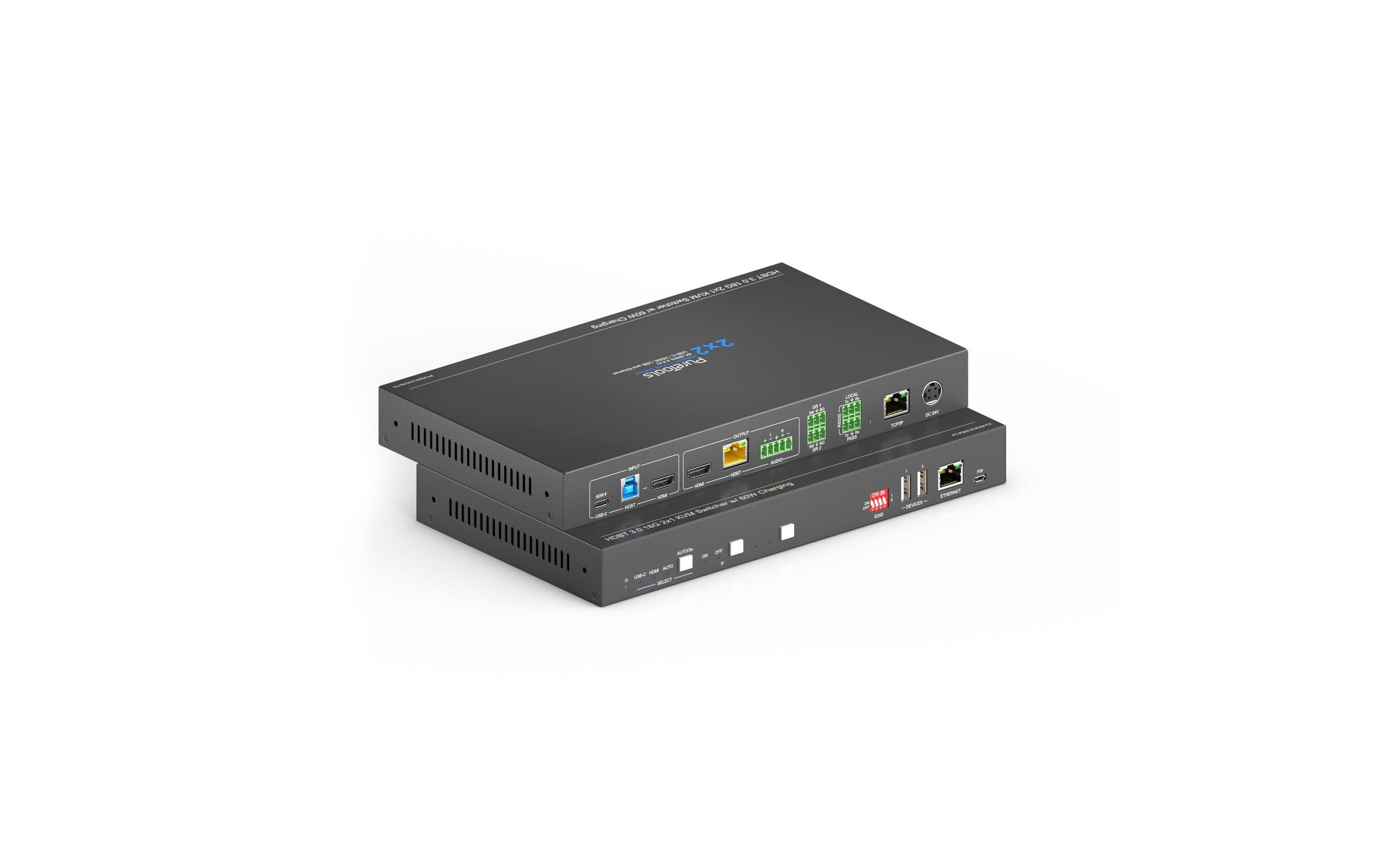 Presentation Switcher PT-PSW-21KVM Multiformat HDBaseT, Set<br>2x2 4K 18Gbps Multiformat HDBaseT 3.0 KVM Presentation Switcher und Extender Set