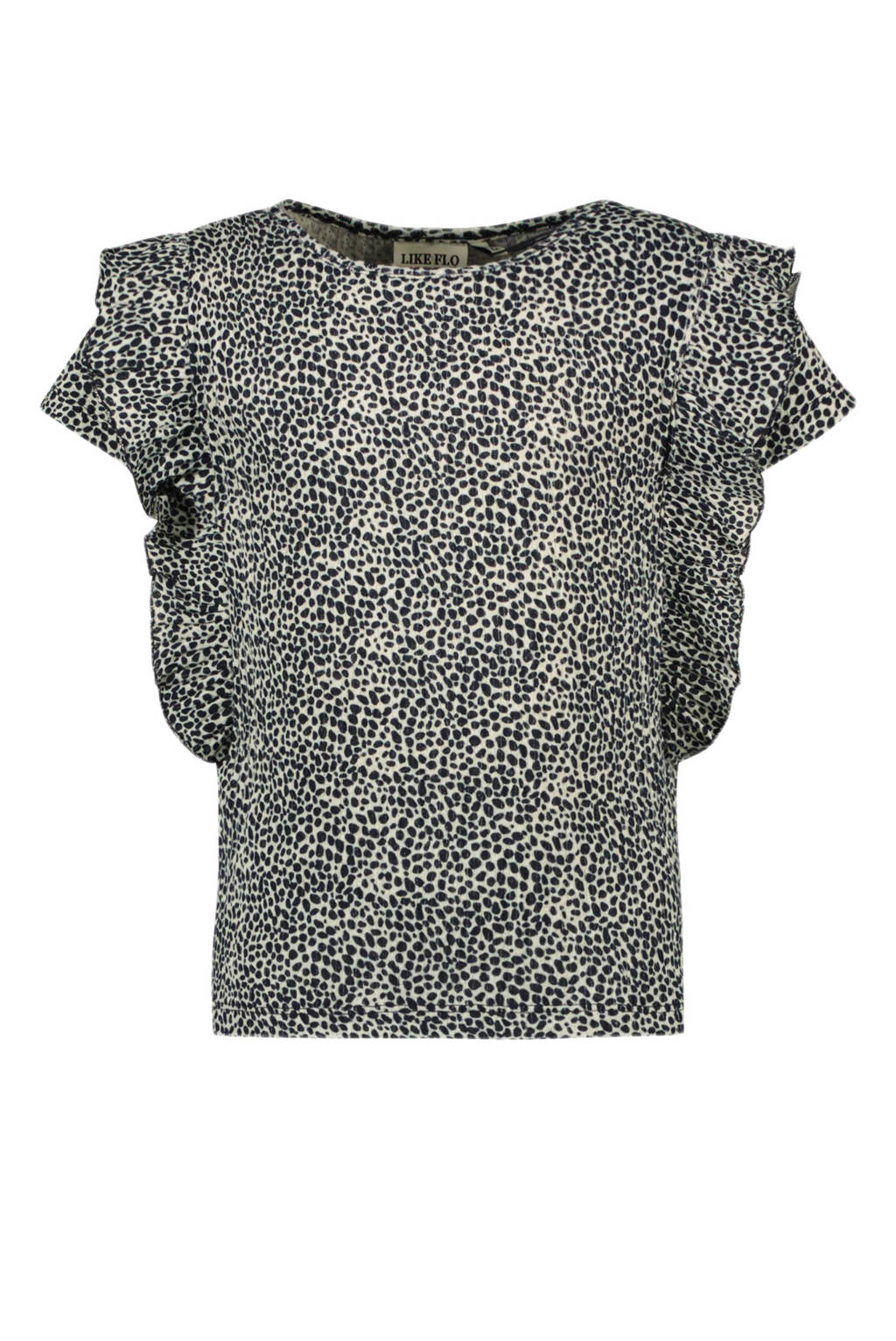 Like Flo T-shirt met all over print en ruches blauw
