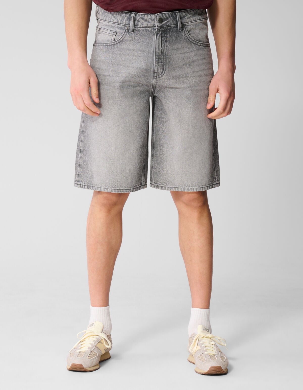 Relaxed Fit Denim Short Grijs