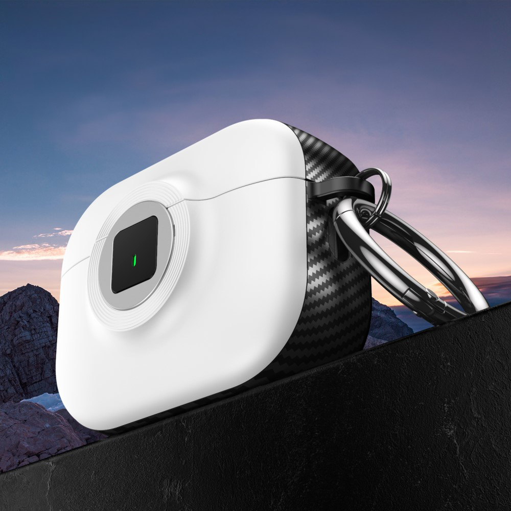 AirPods 4 Hybrid Hardcase Schutzhülle mit Verschluss   Karabinerhaken - Grün