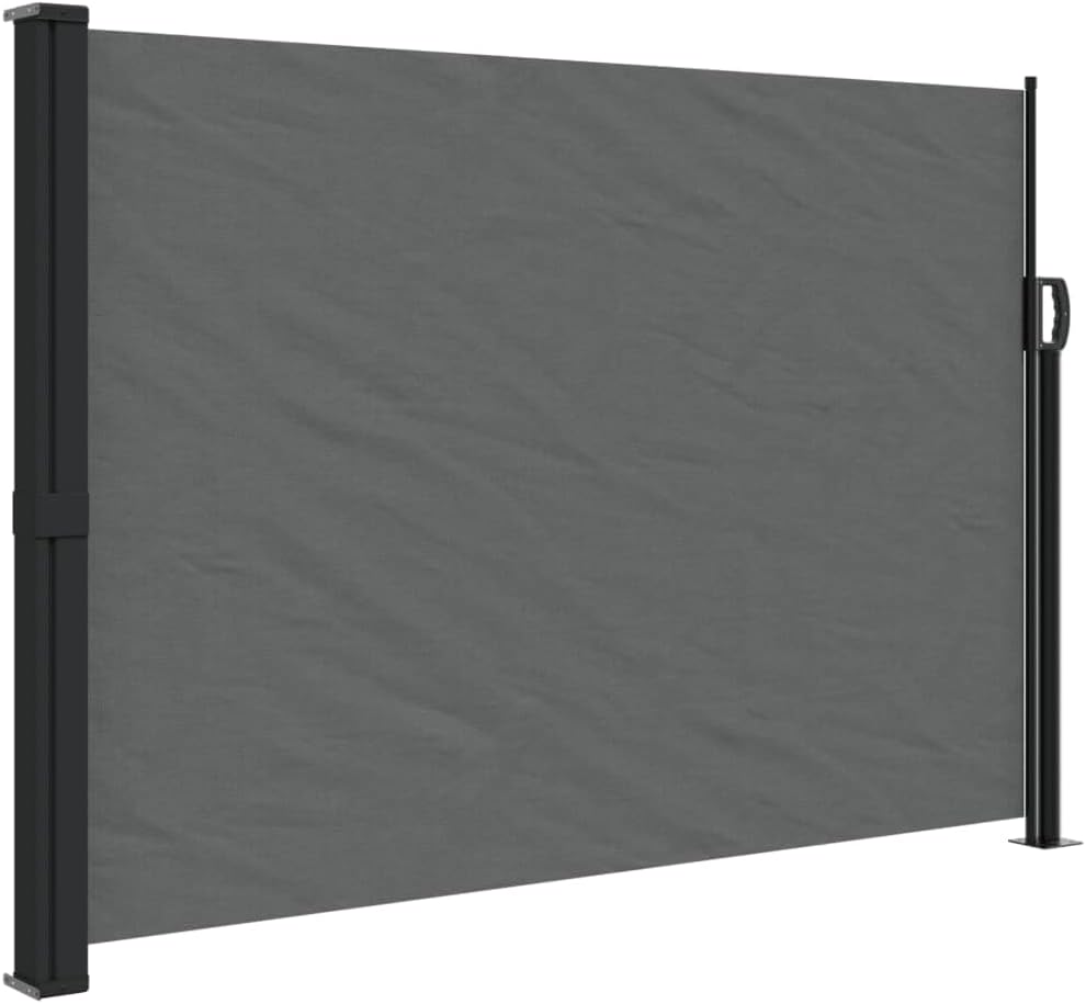 IKAYAA Seitenmarkise Ausziehbar Markise 140 x 600 cm, Sichtschutz, Sonnenschutz, Blickdicht, Seitenrollo, für Balkon, Terrasse, Garten, Anthrazit
