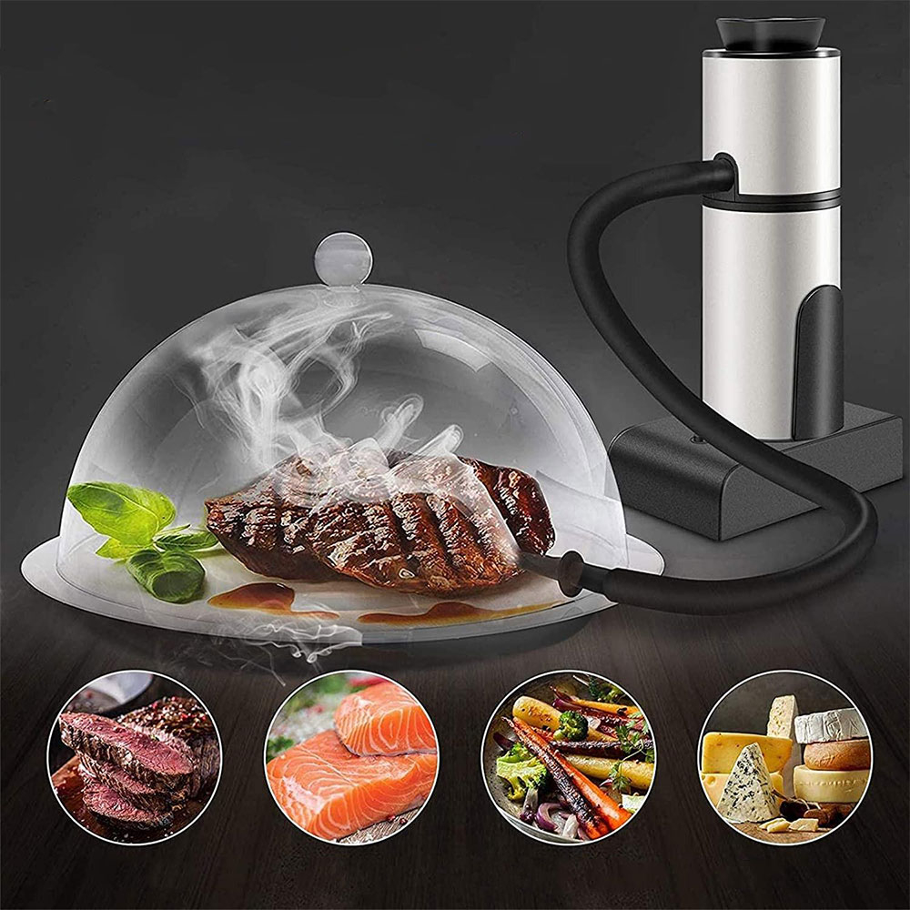 Mini BBQ Fleisch Smoker Räucherpistole Smoking Gun (Batteriebetrieben) - Silber / Schwarz