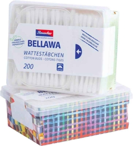 BELLAWA Wattestäbchen Dekobox, 200 Stück