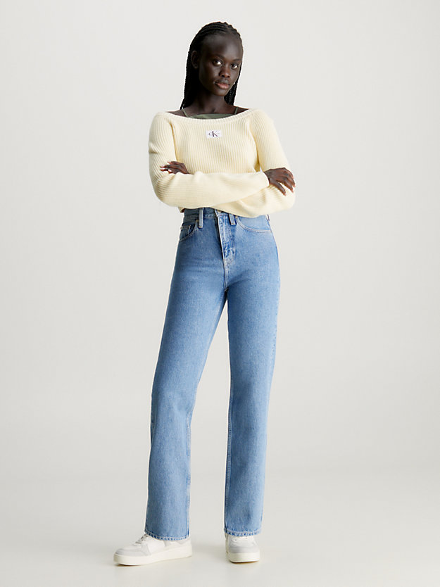 Calça jeans reta de cintura alta