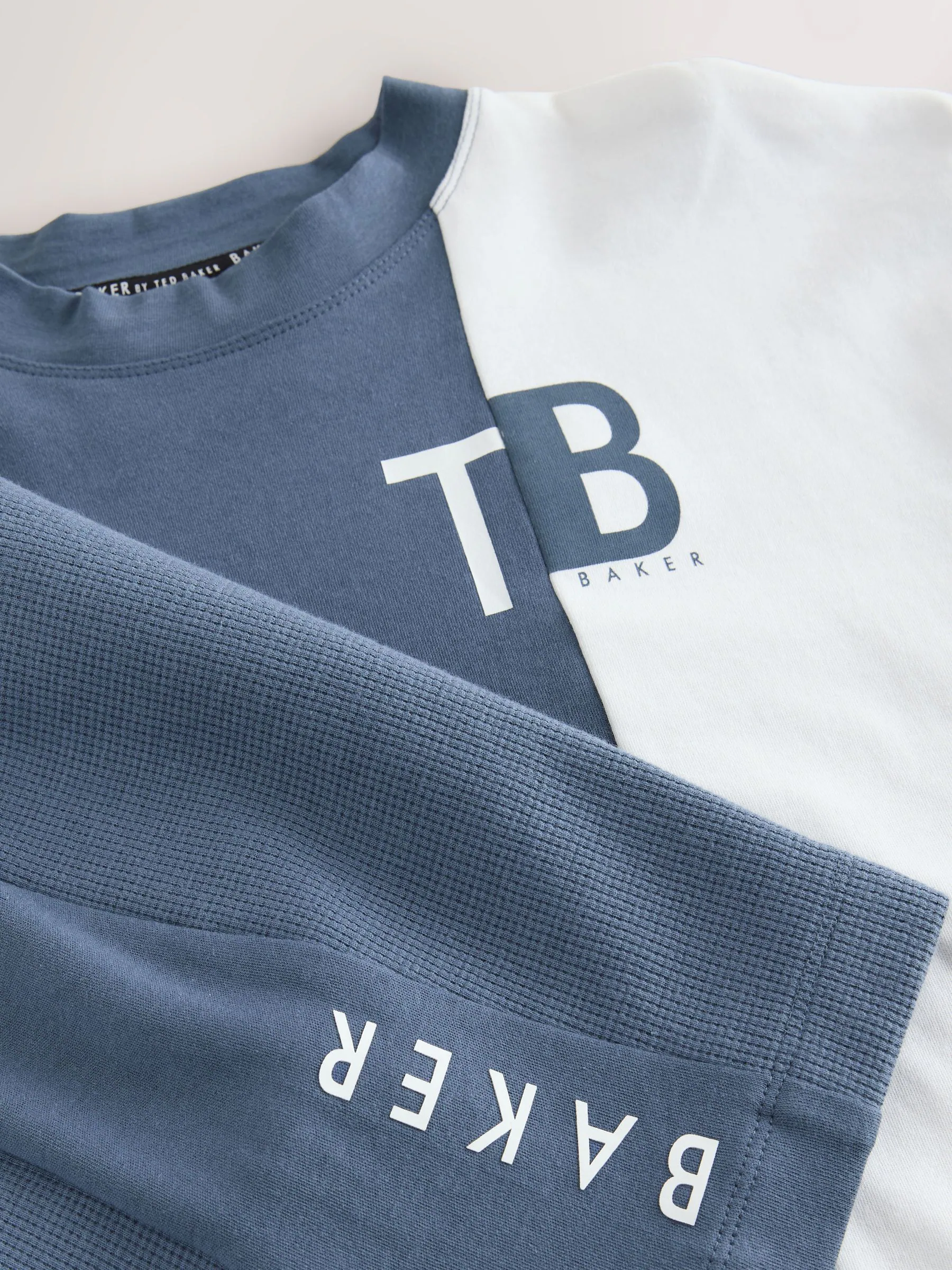 Blauw - Baker by Ted Baker Colourblock Varsity T-Shirt and Shorts Set