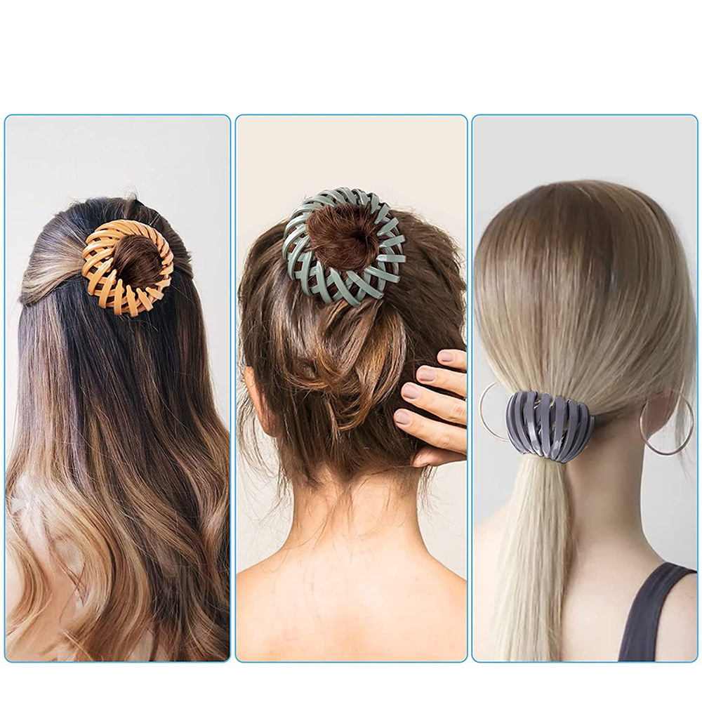 (3er Set) Ausziehbarer Krallen Haarreif Vintage Vogelnest Haarspange Haarschmuck - Bunt
