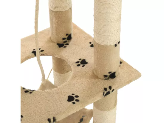 Arbre à chat avec griffoir en sisal 140cm Beige Motif de pattes
