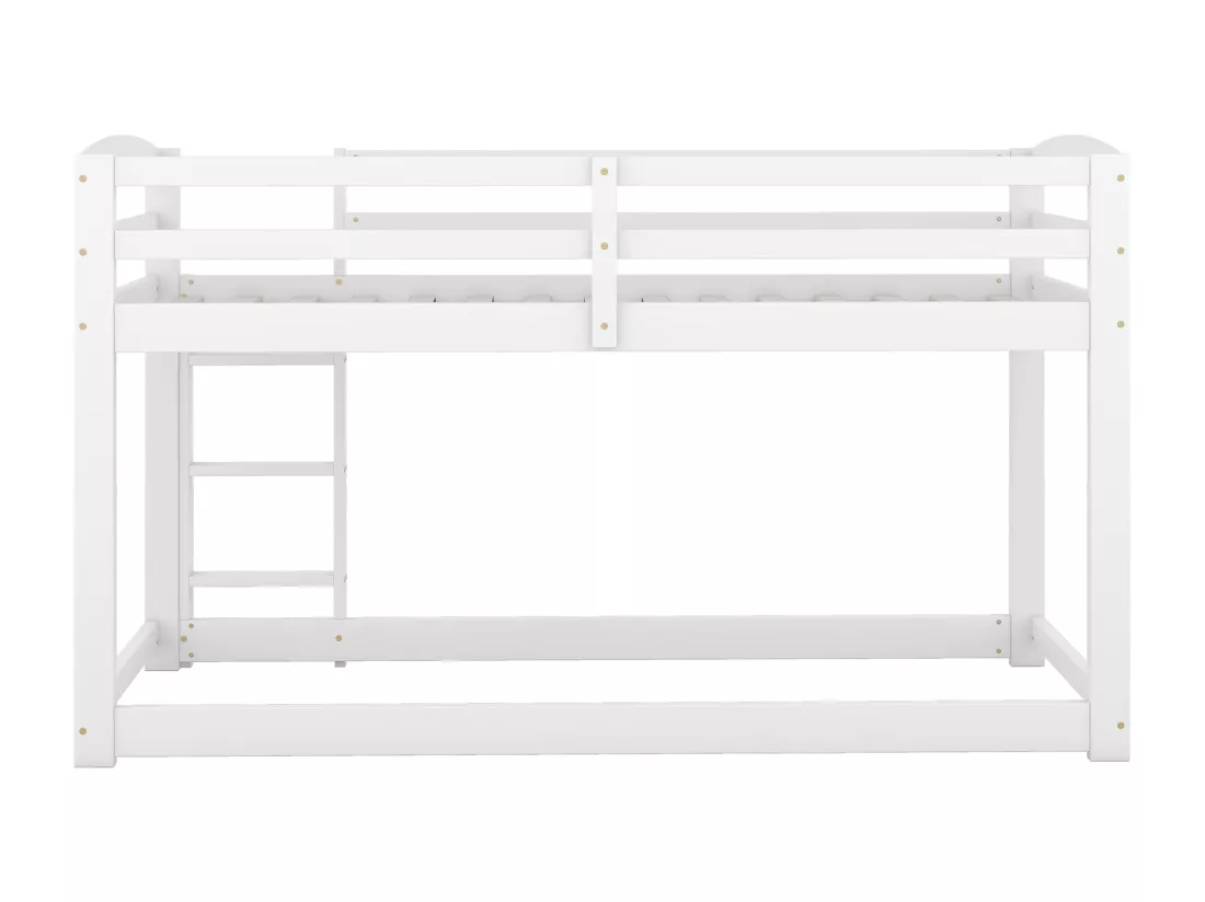 Lit superposé pour enfants et adolescents, structure en bois massif, montage facile, 90x200cm, blanc