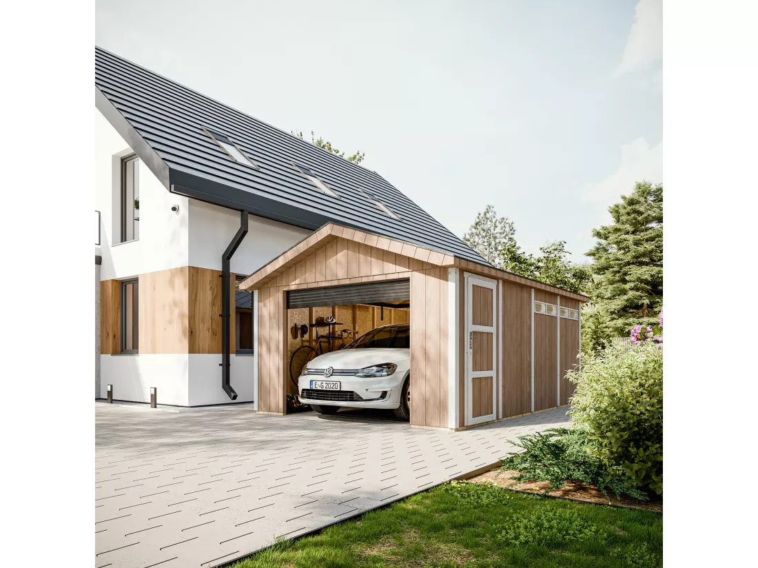 Garage QUALITÉ PREMIUM 17 m² - L378xl530 cm- Timbela M991B