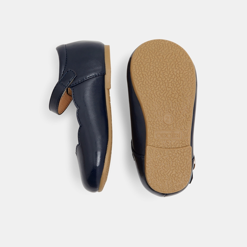 Ballerines cérémonie vernies bleues bébé fille