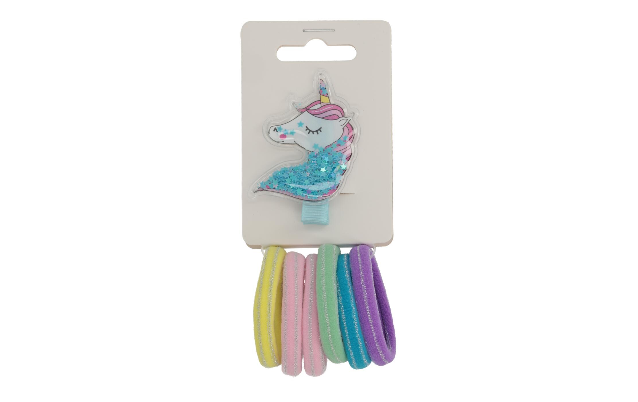 Haarklemme Einhorn blau mit HaargummisHaaraccessoires