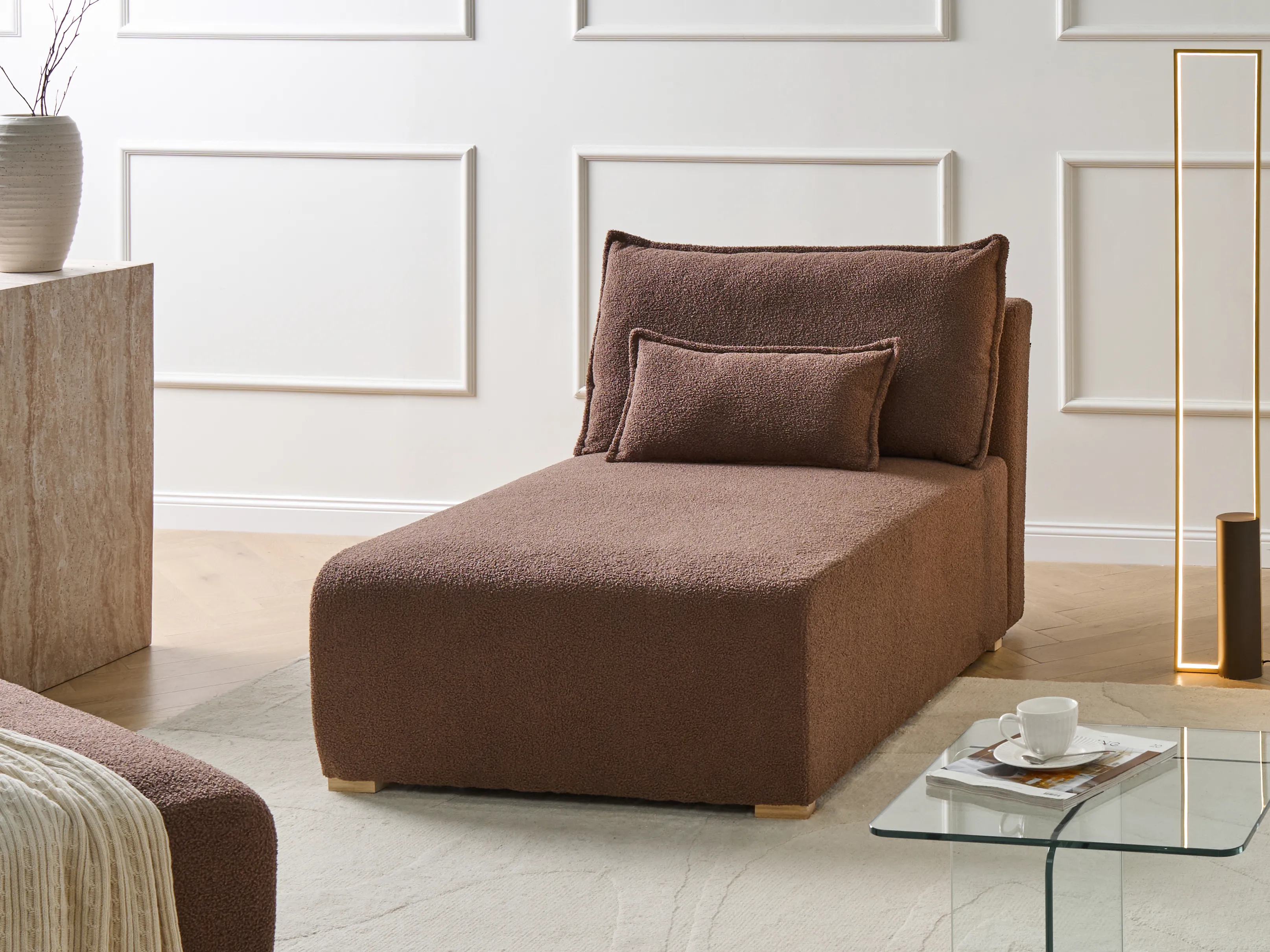 Chaise longue NERBO Bouclé Bruin