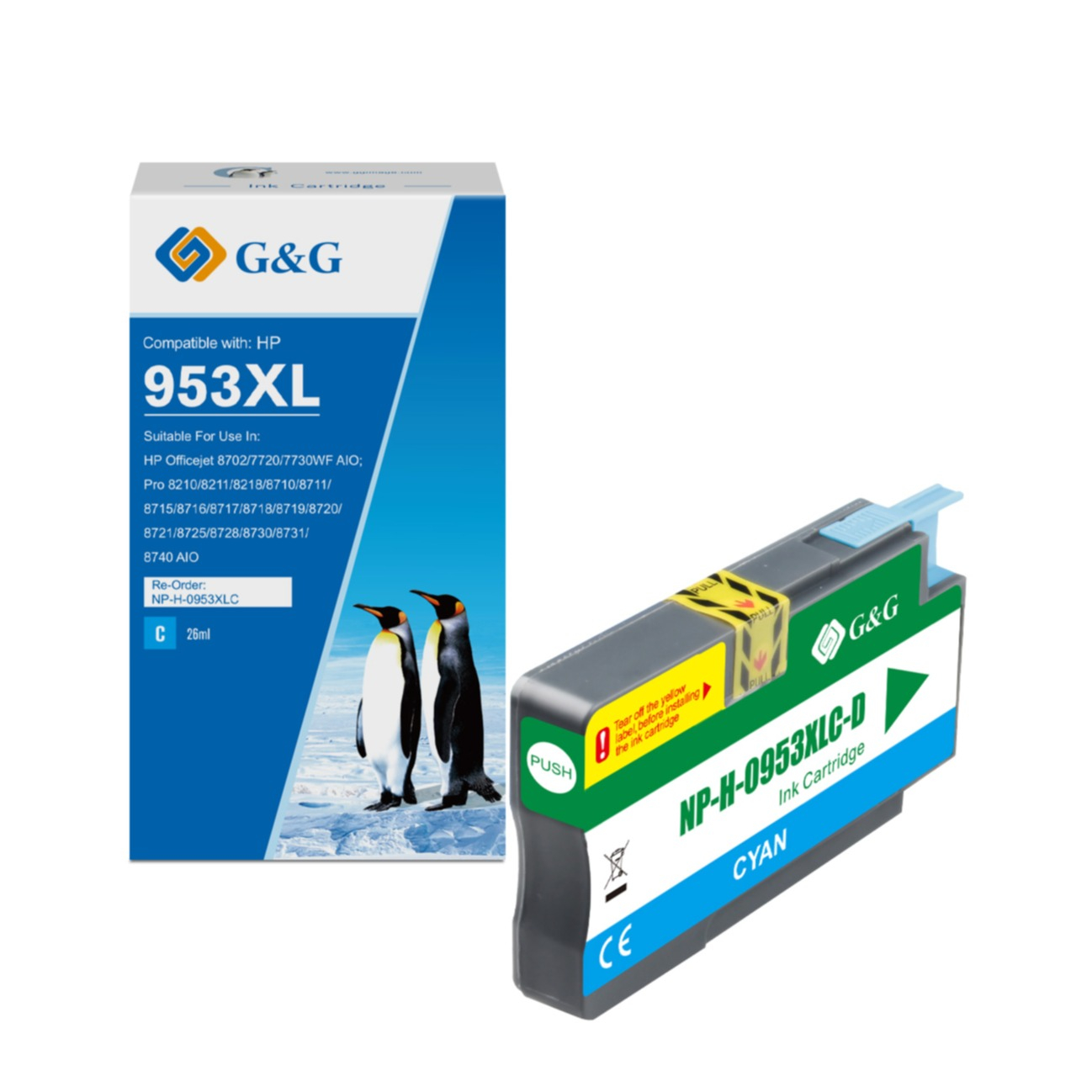 Ersetzt HP 953XL C Druckerpatrone Printer Tintenpatrone (1600 Seiten / 26ml) - Blau
