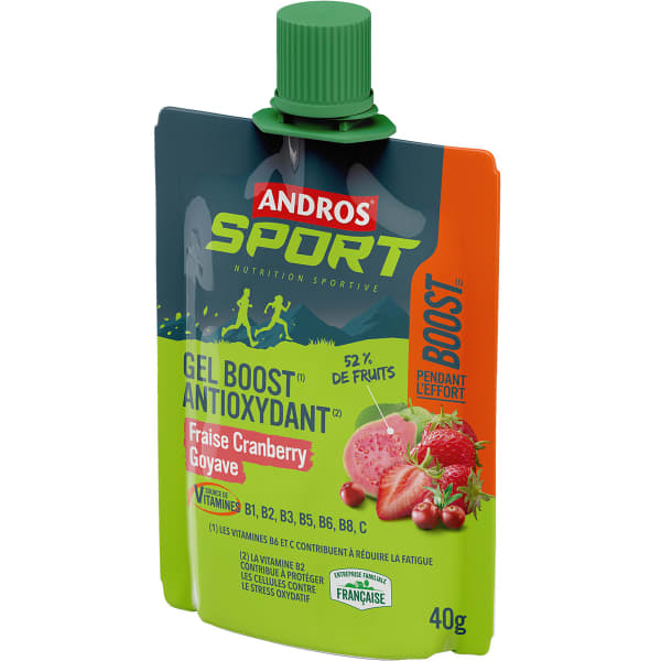 Gels énergétiques ANDROS GEL BOOST ANTIOXYDANT FRAISE CRANBERRY GOYAVE 40G