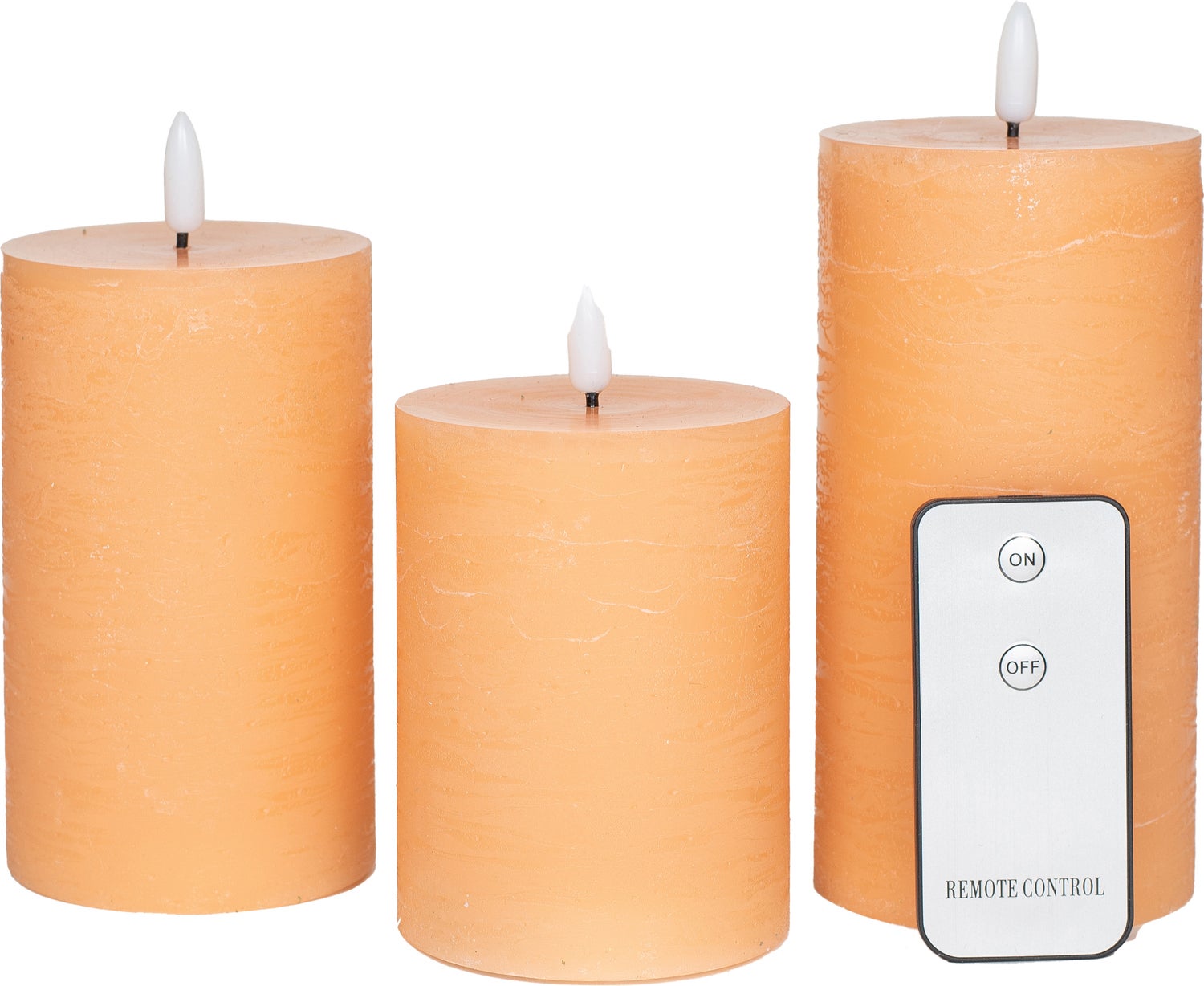 Anna's Collection LED kaars oranje met afstandsbediening D 7,5 H 10 / 12,5 / 15 cm 3 stuks