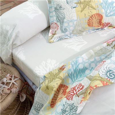Linge de lit motif coquillages - BECQUET CRÉATION
