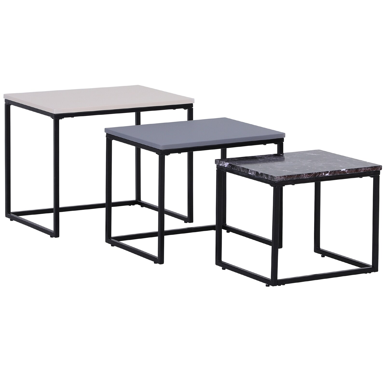 HOMCOM Couchtisch im 3er Set weiß, grau, granit, schwarz