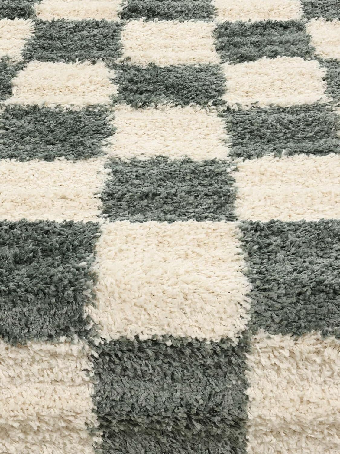RugVista Chessie, Teppich, 300 x 200 cm, Rechteckig, Hoher Stapel, Wohnzimmer, Schlafzimmer, Nur chemische Reinigung, Oeko_tex_100, Grün/Off Weiß