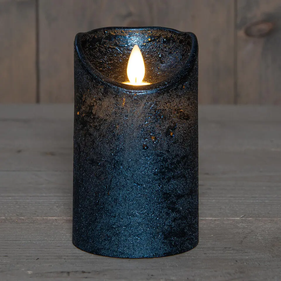 Anna's Collection Led stompkaars - metallic blauw - 12,5 x 7,5 cm