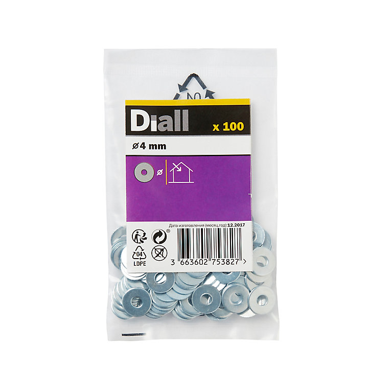 Rondelle plate large en acier zingué ø4 mm - 100 pièces