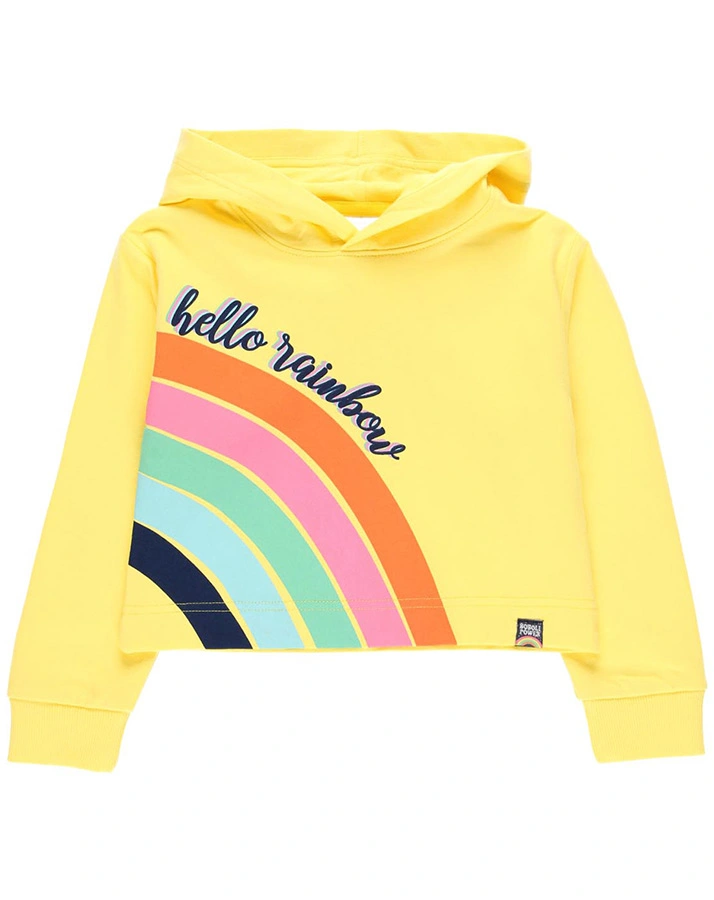Kapuzen-Sweatshirt HELLO RAINBOW in gelb