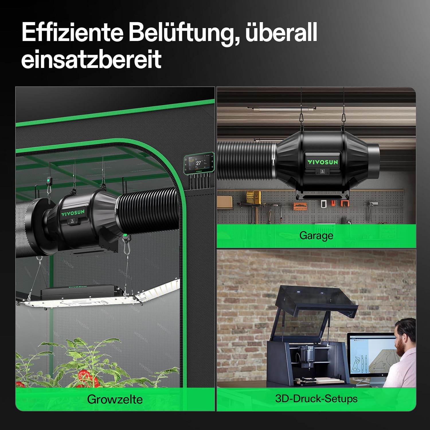 VIVOSUN Abluftset Rohrventilator 100mm AeroZesh T4 Pro mit GrowHub E42A+, VPD-, Temperatur- und Feuchtigkeitssteuerung, APP Verbindung mit Aktivkohlefilter, Lüftungsschlauch für Growzelte Hydroponik