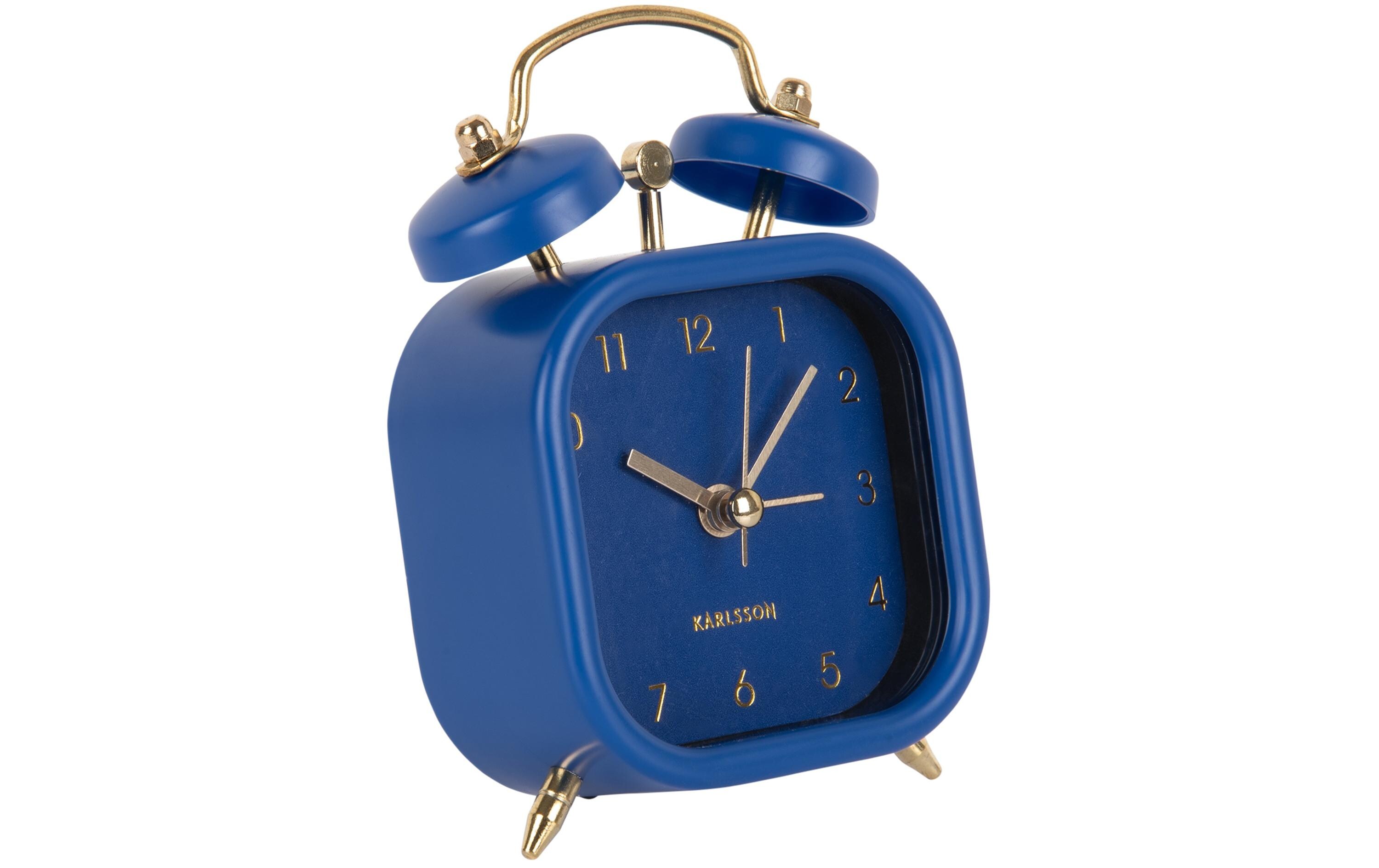Klassischer Wecker Metallic Glam square BlueWecker mit Doppelglocke
