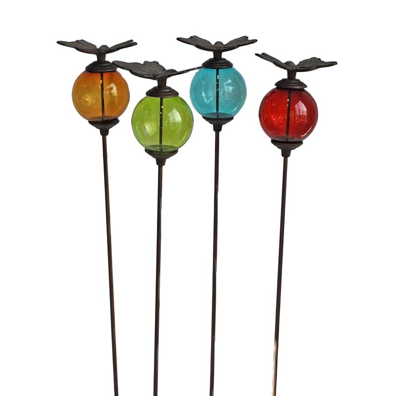 Tuteur boule papillon rouge 10x117cm