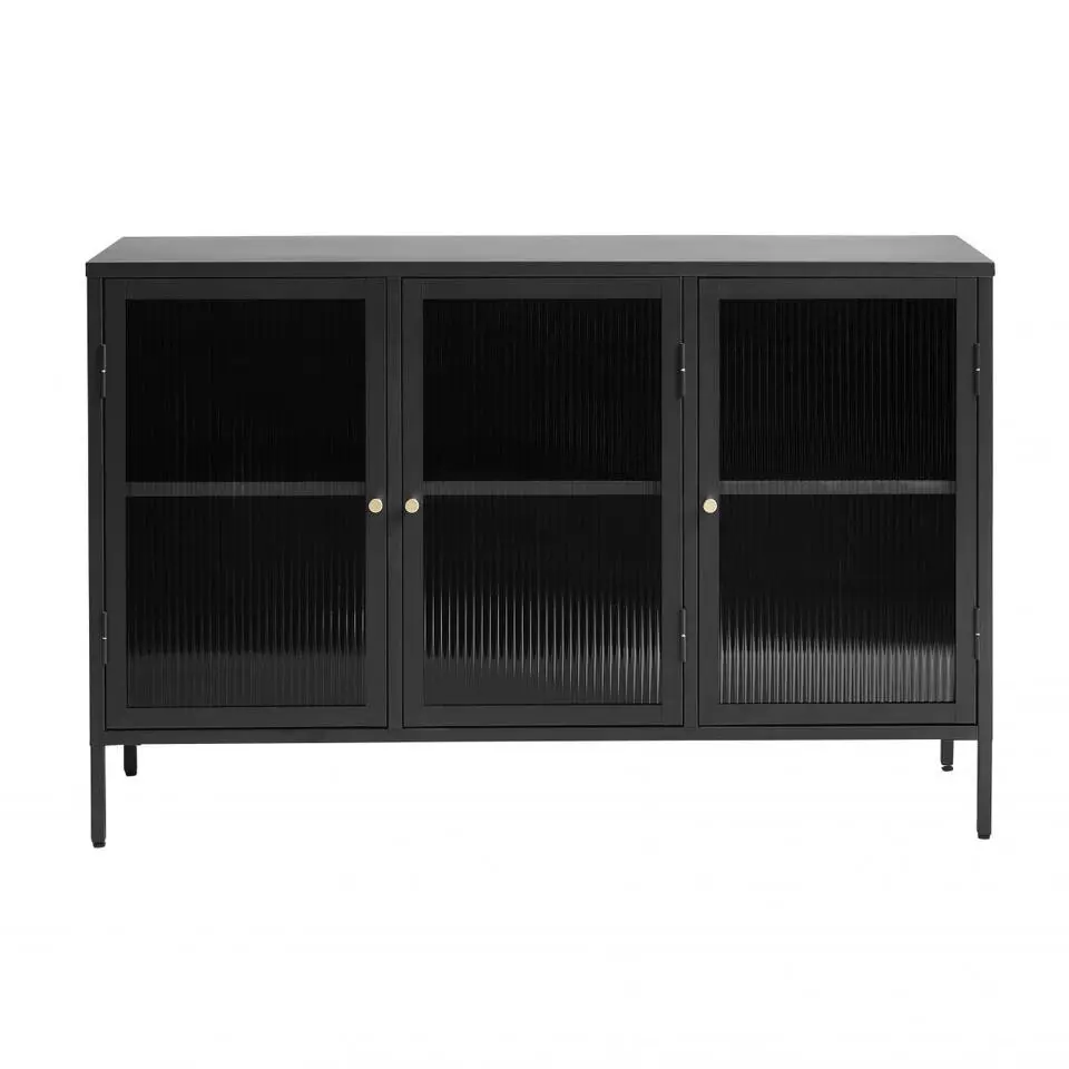 Nordic Home - Olan glazen dressoir - 130 cm - zwart