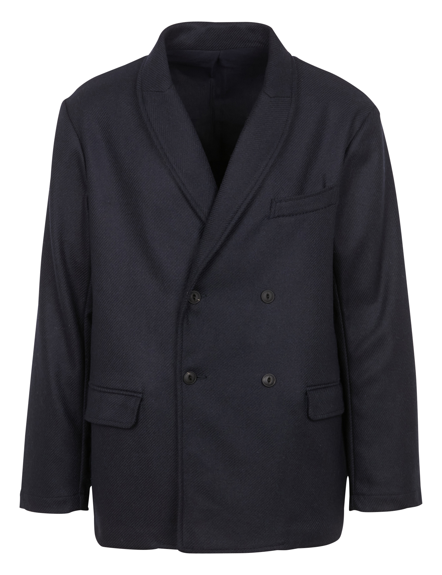 OMIN CHEVIOT - Veste col châle en laine mélangée| Bleu
