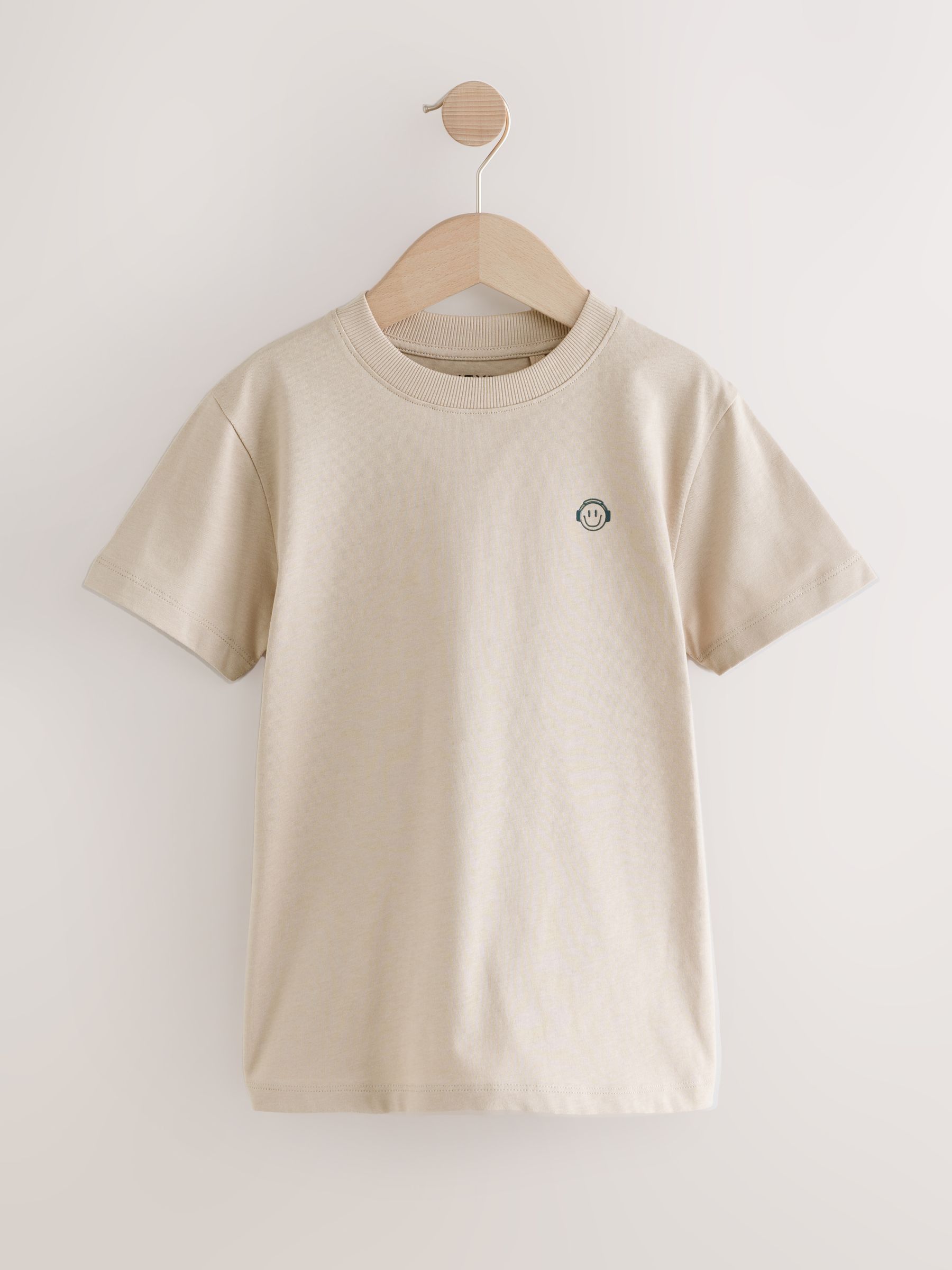 Blauw/Groen/Cement - Verpakking van 5 T-shirts met kleine grafische print op de borst en korte mouwen (3-16jr)