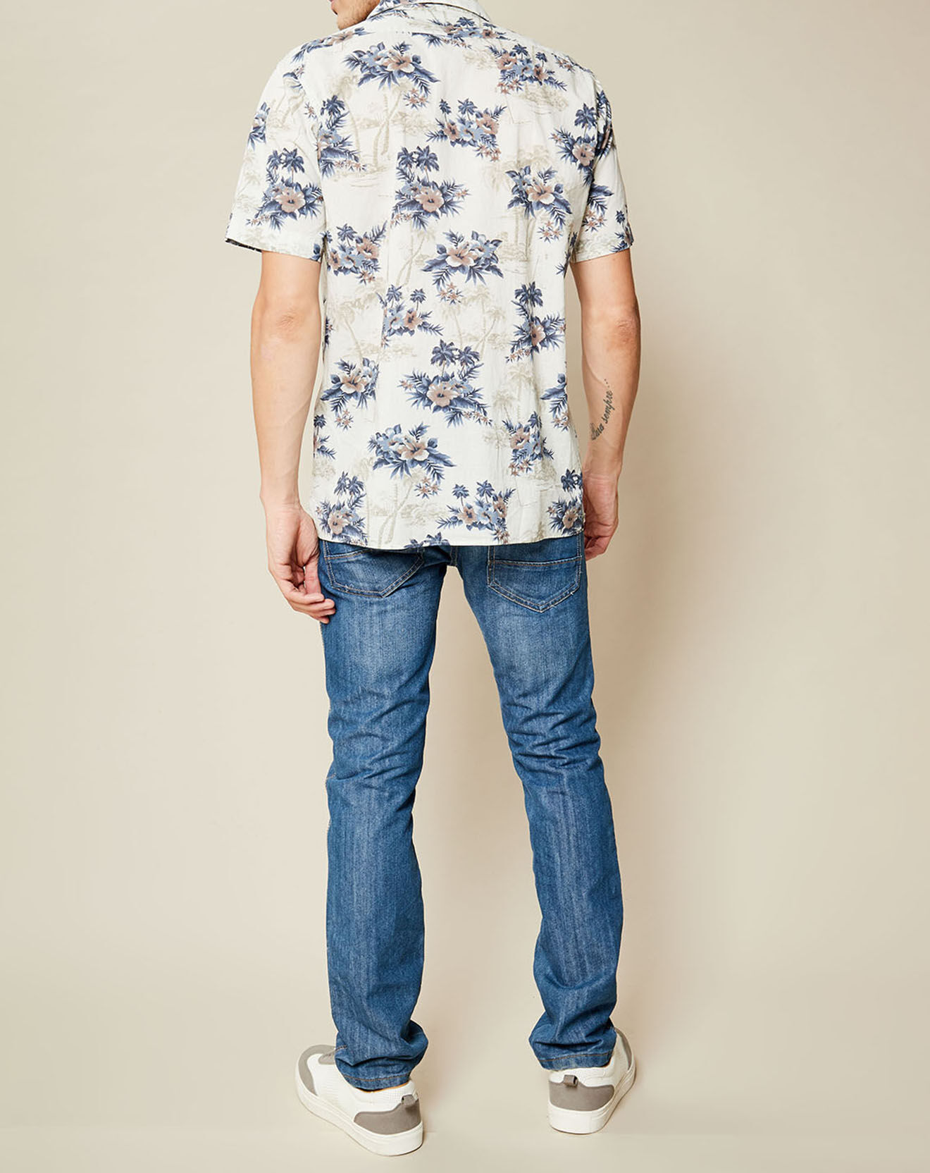 Hartford Chemise slim Slam à fleurs écru/bleu/rouge