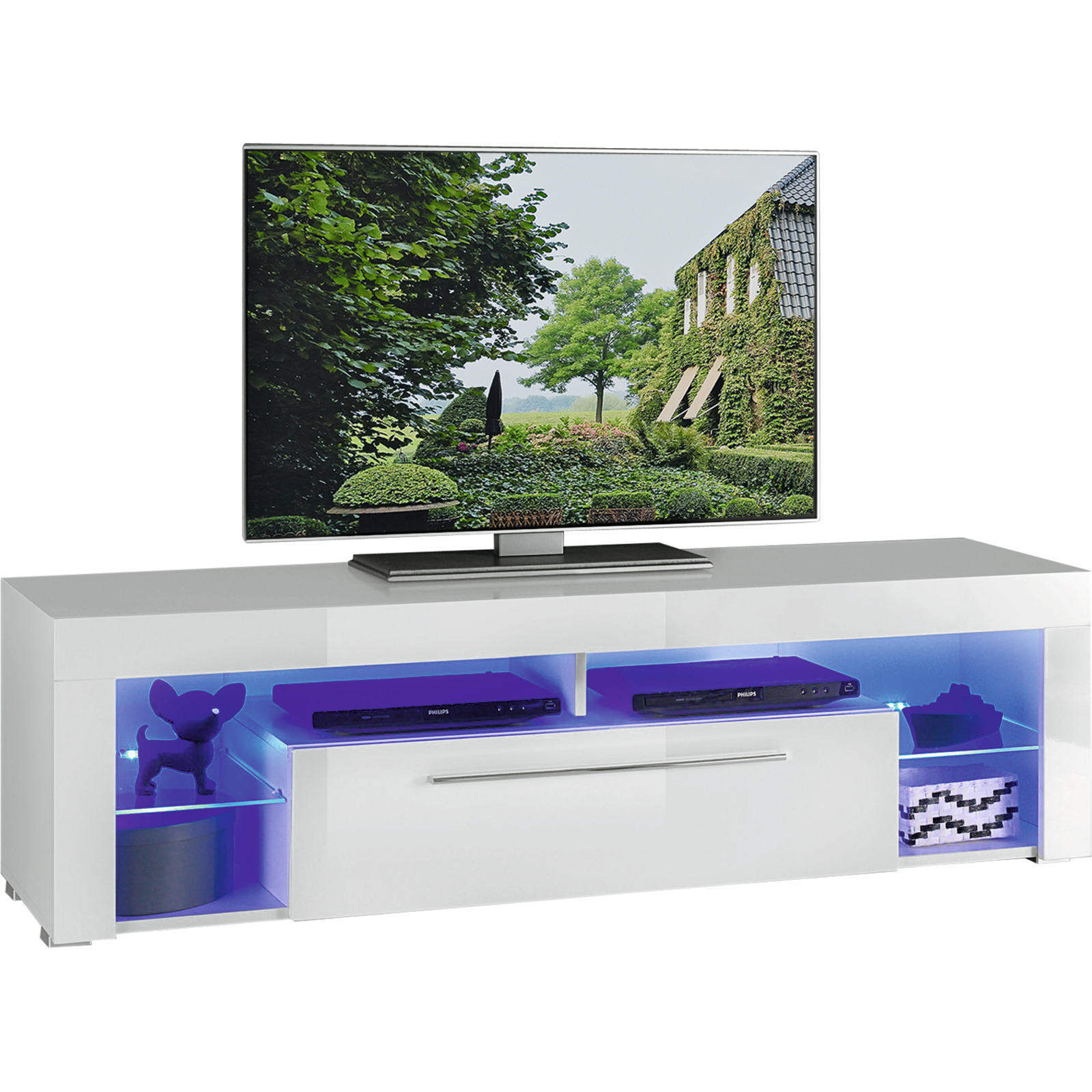 TV-Möbel Goal Dekor weiss 153 x 44 x 44 cm inkl. LED