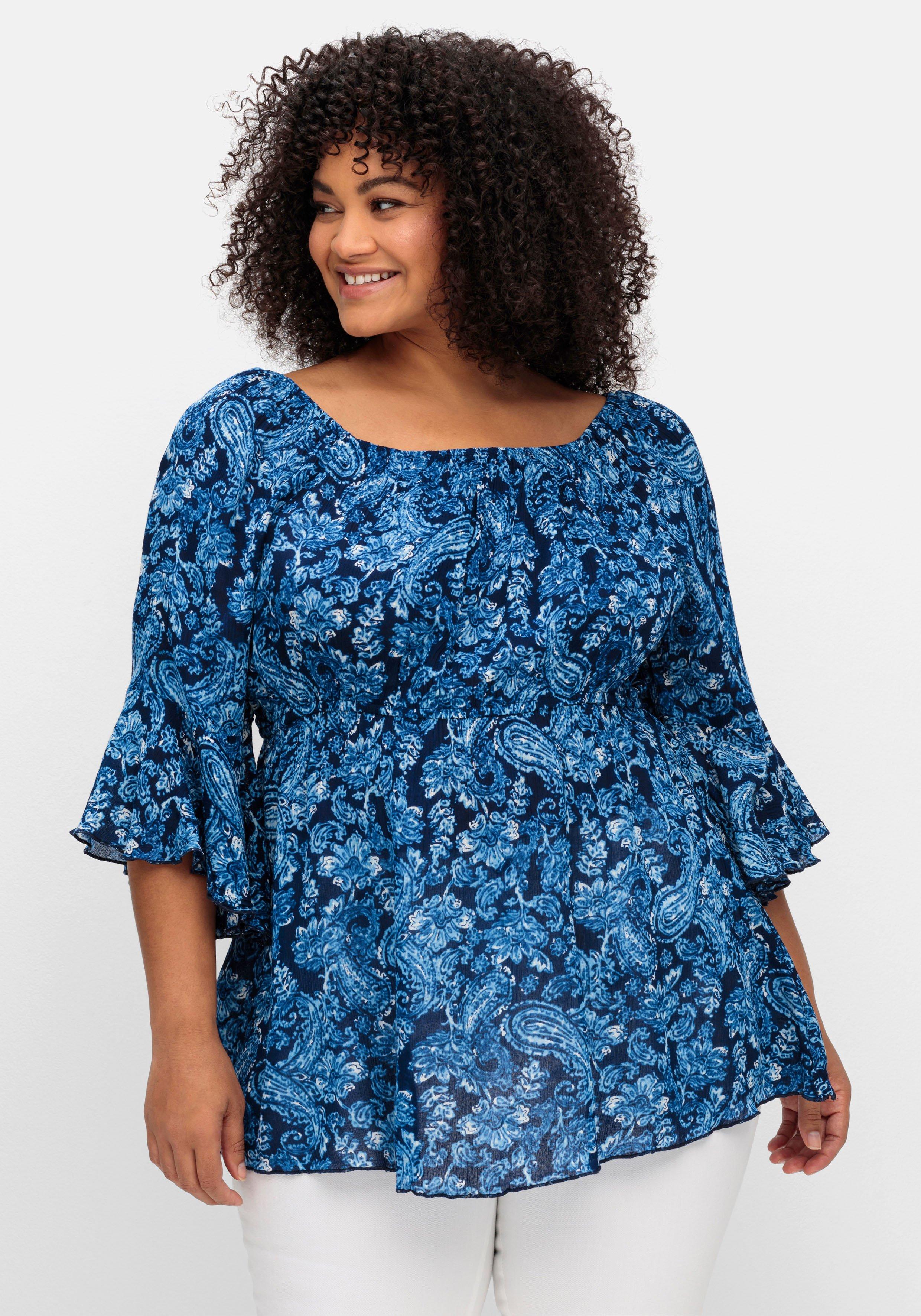 Tunika mit Blumenprint und Volantärmeln