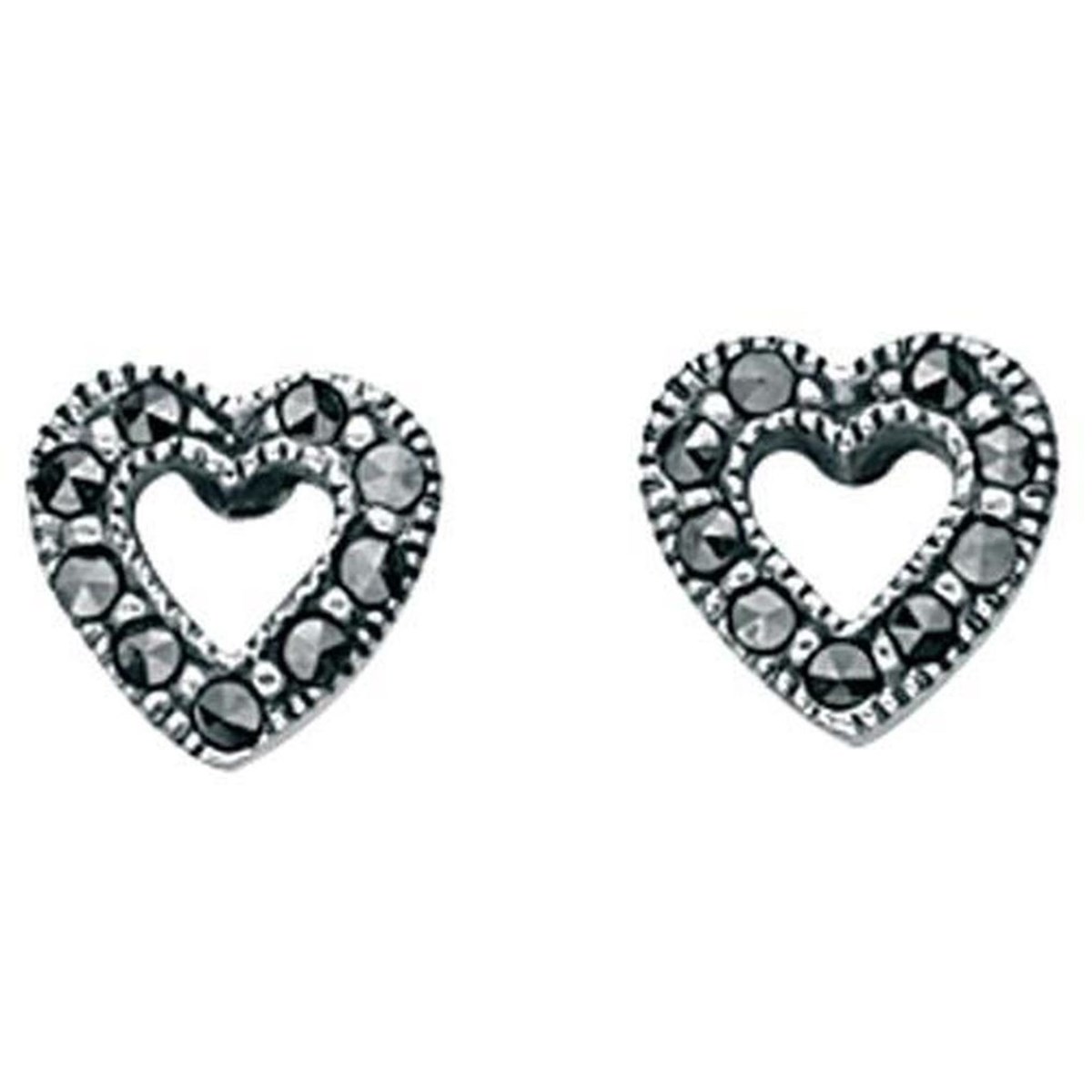 Boucle d'oreille marcassite coeur en argent 925/1000